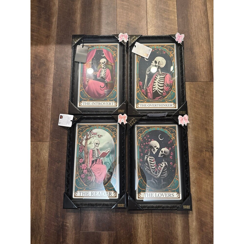 Viral Sapna Shah Skeleton Tarot Framed Wall Art, Set of 4